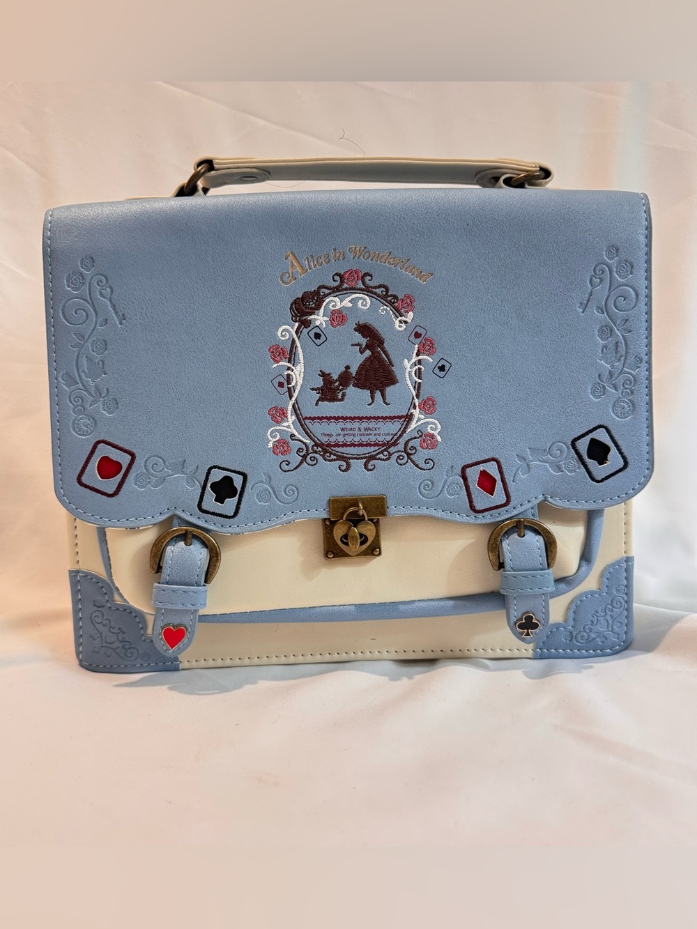 Alice in Wonderland Crossbody/ Backpack Purse Lolita Handbag Embroidered EUC